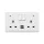 PRIZĂ DUBLA LONDON CU COMUTATOR CU BUTON 2P NEON+USB ALB