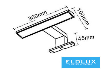 Lampa montabilă pe mobilier UNIVERSO 5w 360lm 4000k IP44 300x100x45mm crom