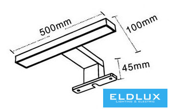 Lampa UNIVERSO pentru montare pe mobilier 7 W 650 lm 4000 K IP44 500 x 100 x 45 mm negru