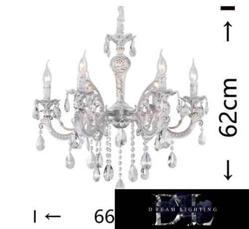 Candelabru UNIVERSO cu 6 brațe 6xE14 Max.40W D66x62cm alb/auriu