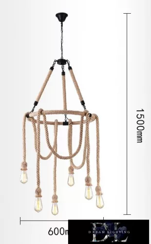 UNIVERSO Candelabru din frânghie de cânepă 6xE27 max. 240V ∅600×1500mm negru