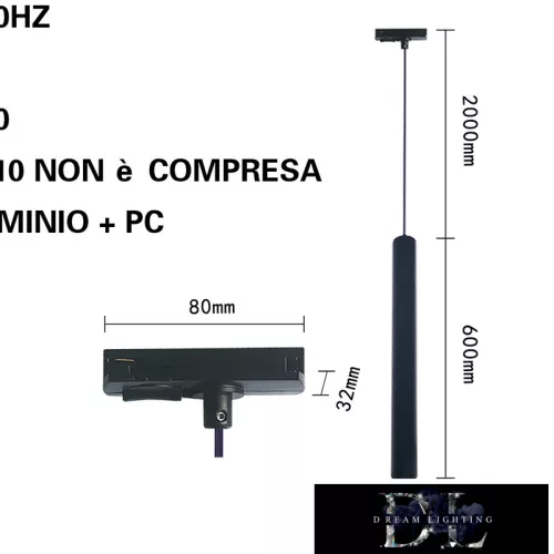 UNIVERSO Pentru șină monofazată Suspensie GU10 max.60w 600mm negru