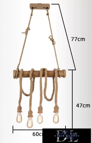 Candelabru UNIVERSO cu frânghie de cânepă 4xE27 max. 240V 600×1240mm negru