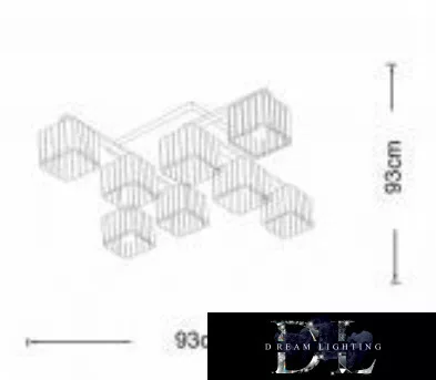UNIVERSO Lampă de tavan 8xE27 Max.60W 930x930mm negru