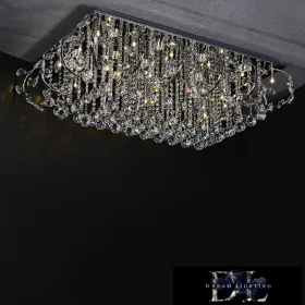   ELDLUX Lampă de tavan din sticlă cristal cromată LED 24×5W 4000k IP20 1050x700x340mm
