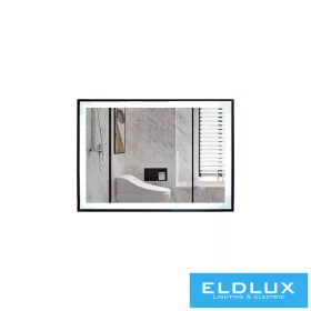   ELDLUX Tükör fekete kerettel LED háttérvilágítással (párátlanító + érintőkapcsoló) IP44 800x600mm