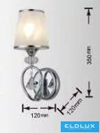 UNIVERSO Lampă de perete cu 1 braț 1xE27 Max.60W D120x350mm IP20 Crom