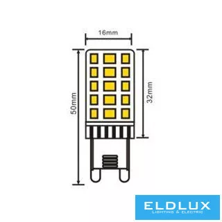 Bec LED UNIVERSO G9 4W 480lm 3000K CRI≥80 Ø16x50mm