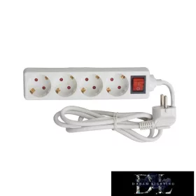   ELDLUX Prelungitor cu întrerupător, 4 prize, 5 m x 1,5㎟, IP20, alb