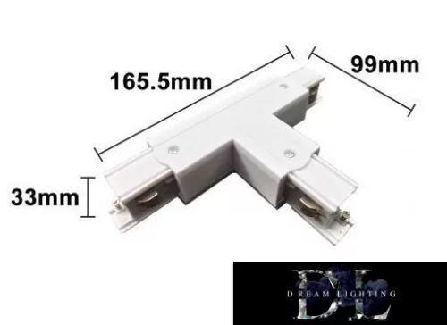 UNIVERSO Piesă de extensie în formă de T pentru șină trifazată, albă 165x99x33mm