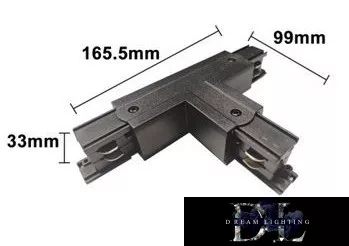 UNIVERSO Piesă de extensie în formă de T pentru șină trifazată, negru 165x99x33mm