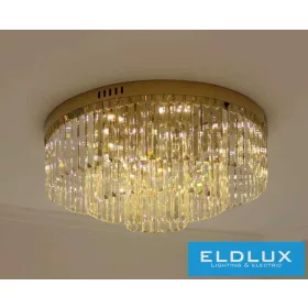   ELDLUX Lampă de tavan din sticlă cristal E14×19 D800x350mm Auriu