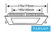 UNIVERSO Panou LED încastrat pătrat 12w 1200lm CCT/cap. 120° IP20 Alb 175x175mm decupaj: 155x155mm 3 ani
