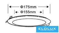 UNIVERSO Panou LED circular încastrat 12w 1200lm CCT/cap. 120° IP20 Alb D175mm decupaj:D155mm 3 ani