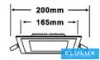 UNIVERSO Panou LED încastrat pătrat 18w 1800lm CCT/cap. 120° IP20 Alb 220x220mm decupaj: 165x165mm