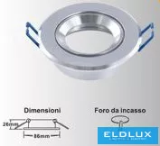 UNIVERSO Spot încastrat 1xPAR16 fără soclu IP20 Crom D86x26mm decupaj: D72mm