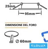 UNIVERSO Spot încastrat 1xPAR16 fără soclu IP20 Crom D95x25mm decupaj: D60mm