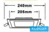 UNIVERSO Panou LED încastrat pătrat 24w 2400lm CCT/cap. 120° IP20 Alb 240x240mm decupaj: 205x205mm
