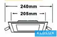 UNIVERSO Panou LED încastrat pătrat 24w 2400lm CCT/cap. 120° IP20 Alb 240x240mm decupaj: 205x205mm