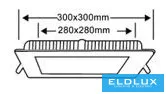 UNIVERSO Panou LED încastrat pătrat 24 W 2400 lm CCT/cap. 120° IP20 Alb 300x300 mm decupaj: 280x280 mm 3 ani