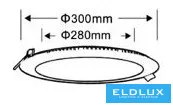 UNIVERSO Panou LED circular încastrat 24w 2400lm CCT/cap. 120° IP20 Alb D300mm decupaj:D280mm 3 ani