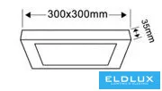 Panou LED exterior pătrat UNIVERSO 24 W 2400 lm CCT/cap. 120° IP20 Alb 300 x 300 x 35 mm 3 ani