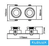 Spot încastrat UNIVERSO 1xGU10 IP20 Alb 175x88x31mm decupaj: 160x75mm 5 ani