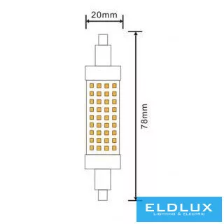 Bec LED UNIVERSO R7S 8W 880lm 3000K CRI≥80 Ø20x78mm