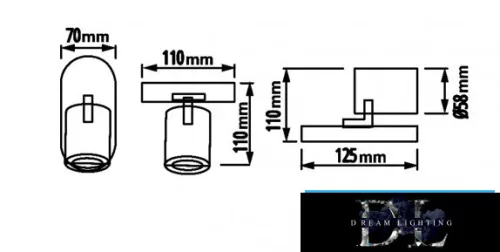 UNIVERSO Spot lumina 1xGU10 Max.35w IP20 125x70x110mm Negru/Auriu