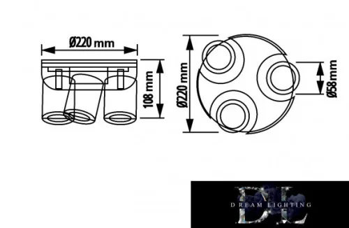 UNIVERSO Corp de iluminat spot 3xGU10 Max.35w IP20 D220x108mm Negru/Auriu