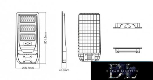 Lampă stradală solară UNIVERSO 3,2 V-10 AH 1500 lm 4000 k IP65 negru 502 x 237 x 43 mm