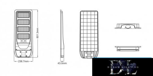 UNIVERSO Lampă stradală solară 3,2V-15AH 2000lm 4000k IP65 negru 602x237x43mm