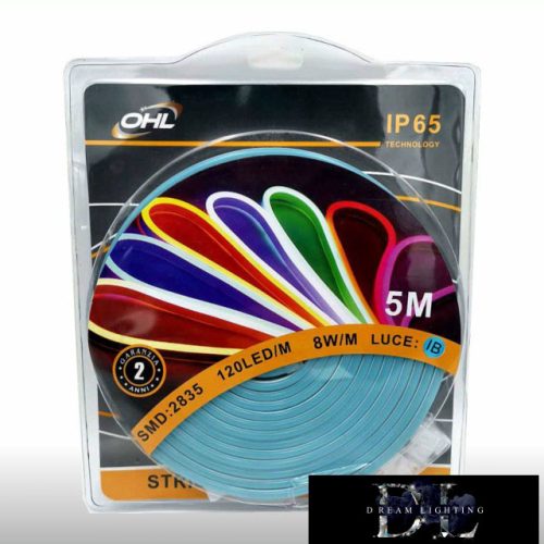 Banda LED neon UNIVERSO 12 V 2835-120D-8w/M Albastru deschis IP65 5 m