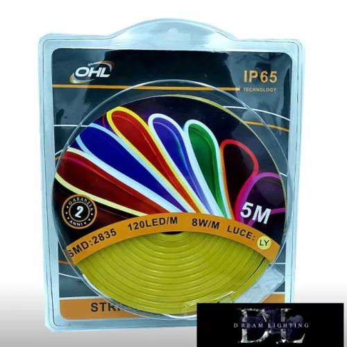 Banda LED neon UNIVERSO 12 V 2835-120D-8w/M Galben IP65 5 m