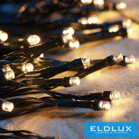 Napelemes 100 LED-es meleg fehér fényfüzér 10m