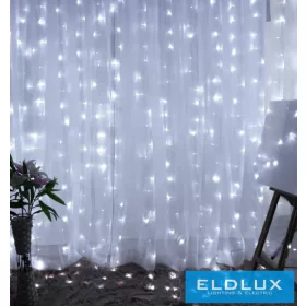   WISDOM fényfüggöny hideg fényű 138LED 3m átlátszó kábellel 8 fun. IP44