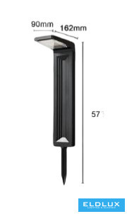 Lampă solară de grădină UNIVERSO  3,7V-2,2AH 5V-2w 200lm CCT.kap IP65 negru 573x162x90mm