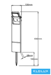 Lampă solară de grădină UNIVERSO 3,7V-2,2AH 5V-2w 200lm CCT.kap IP65 negru 650x106x28mm