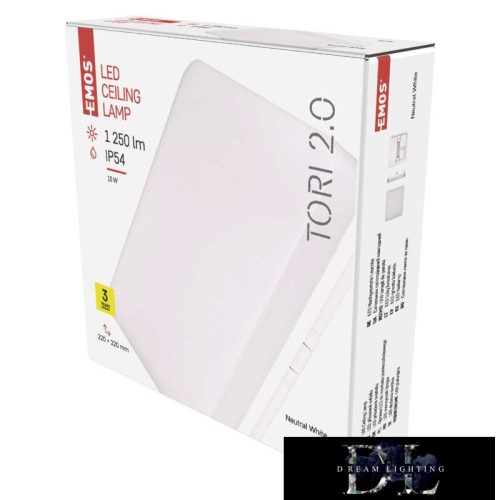 Lampă LED EMOS TORI pătrată 15W 1250lm NW IP54 albă