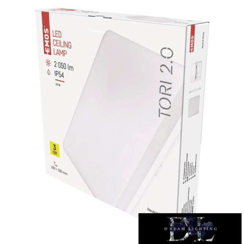 Lampa LED EMOS TORI pătrată 24W 2050lm NW IP54 albă
