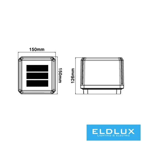 UNIVERSO Lampă solară cu stâlp 3,2 V-1500 mAH 5 V-1,6 W 90 lm CCT.kap IP65 Negru 150 x 150 x 126 mm
